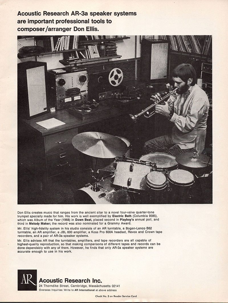 Acoustic Research advertisement in Audio, July 1969