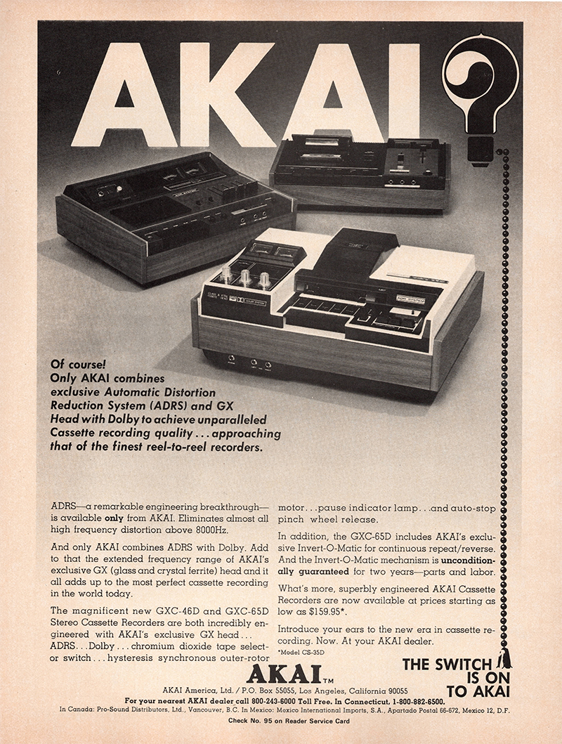 Akai advertisement in Audio, September 1972