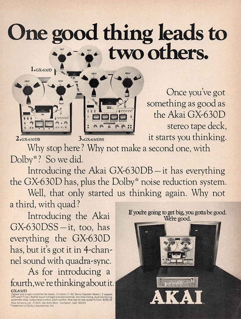 Akai advertisement in Audio, October 1975