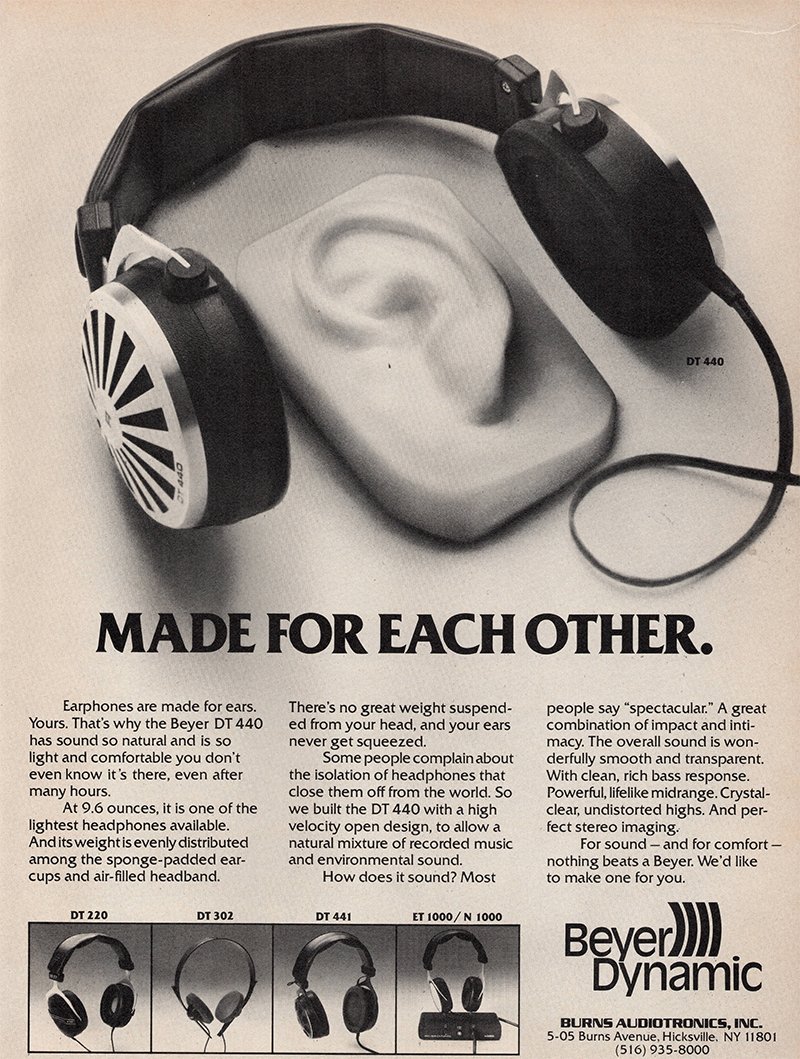 Beyer Dynamic advertisement in Audio, October 1979