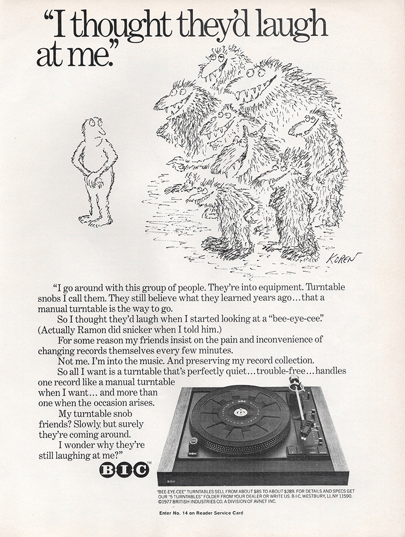 BIC advertisement in Audio, October 1977