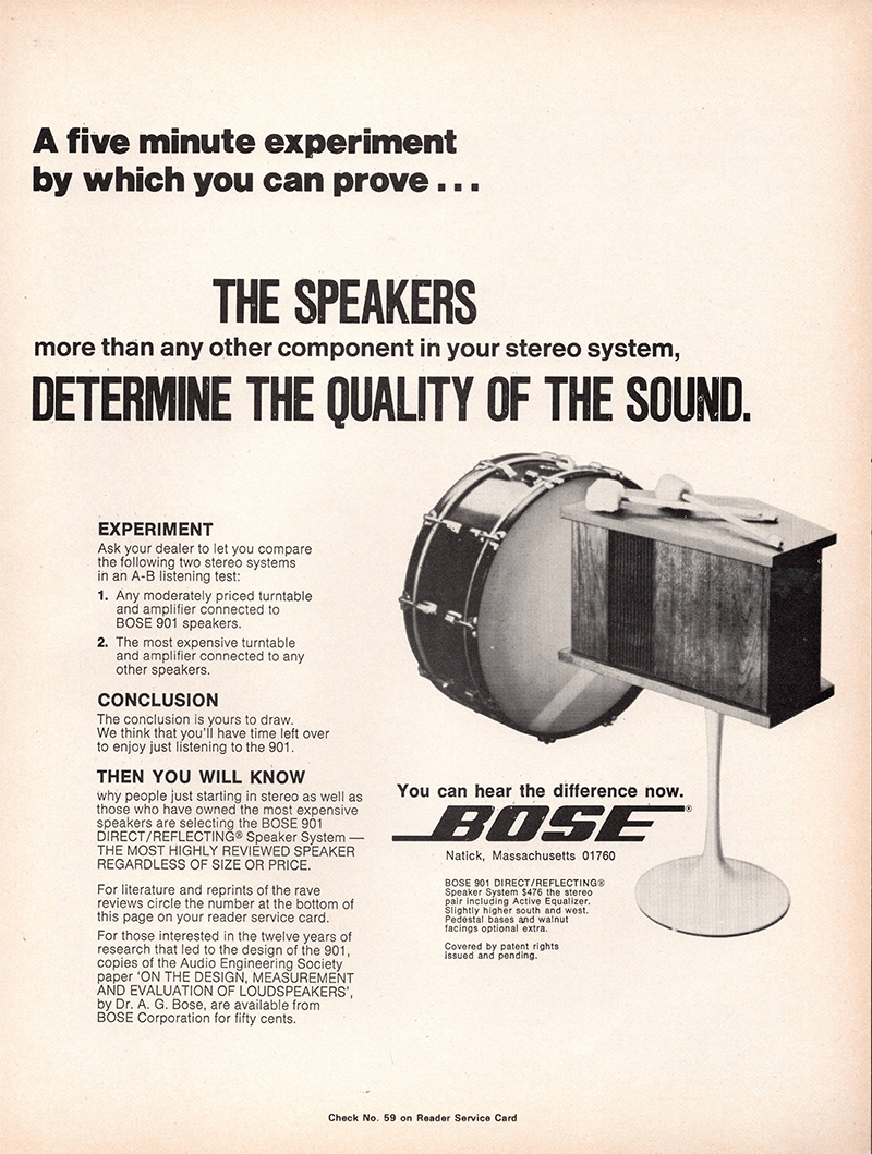 Bose advertisement in Audio, November 1971