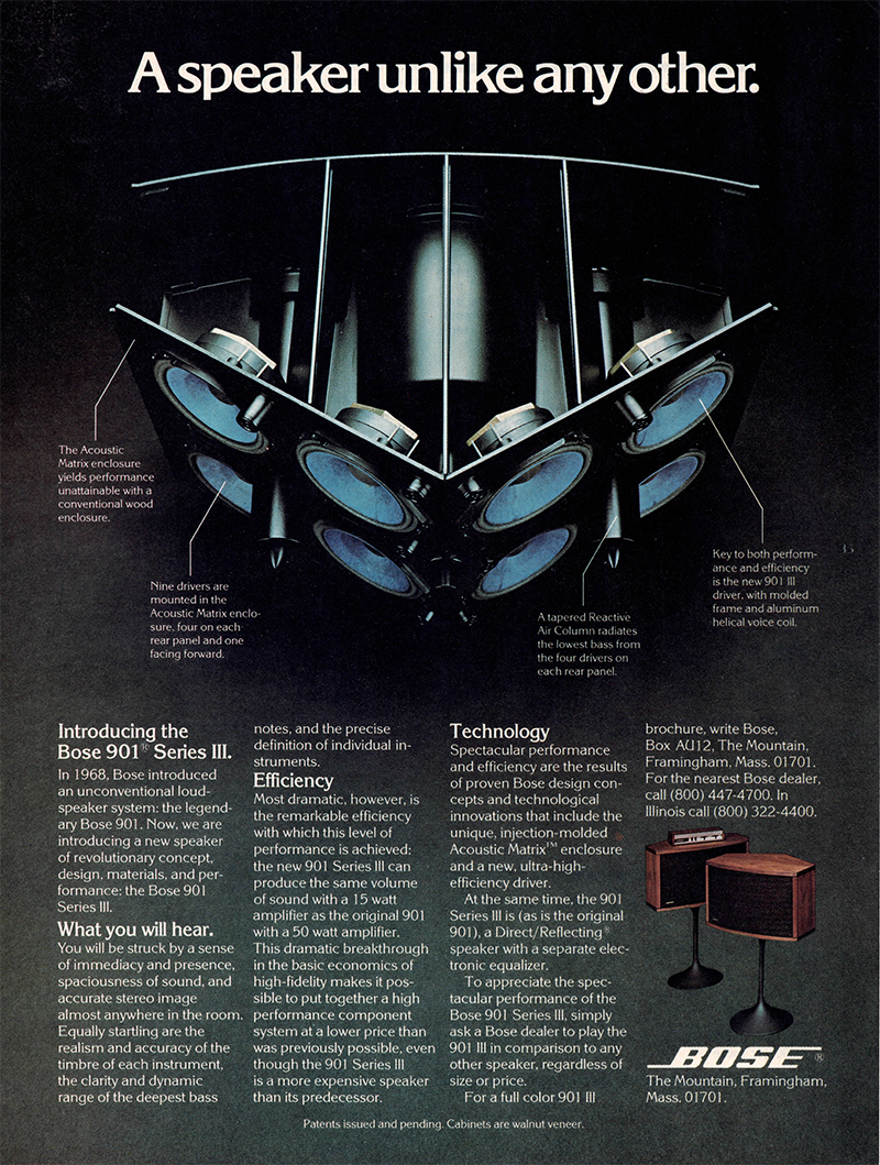 Bose advertisement in Audio, December 1976