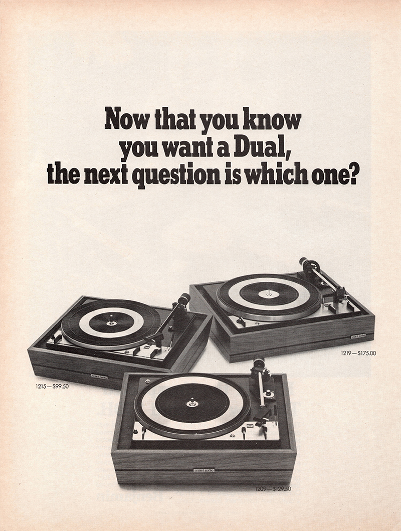 Dual advertisement in Audio, September 1970