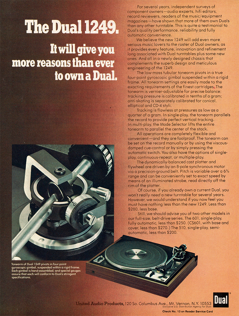 Dual advertisement in Audio, June 1976
