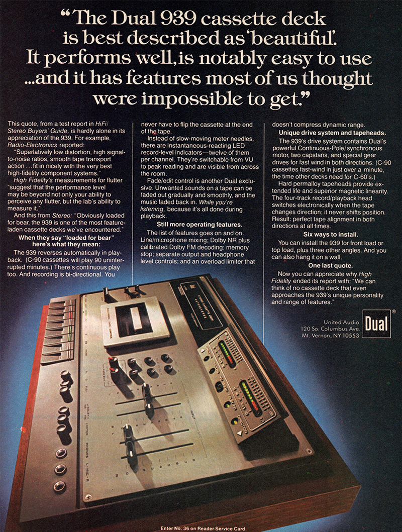 Dual advertisement in Audio, October 1978