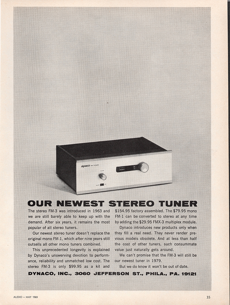 Dynaco advertisement in Audio, May 1969