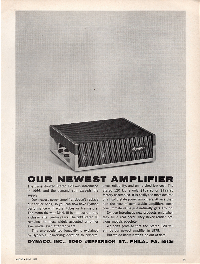Dynaco advertisement in Audio, June 1969
