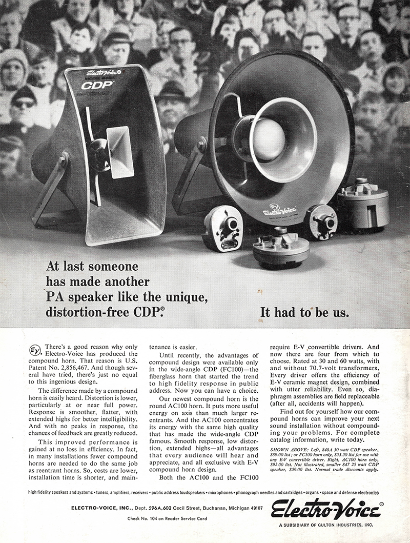 Electro-Voice advertisement in Audio, May 1969