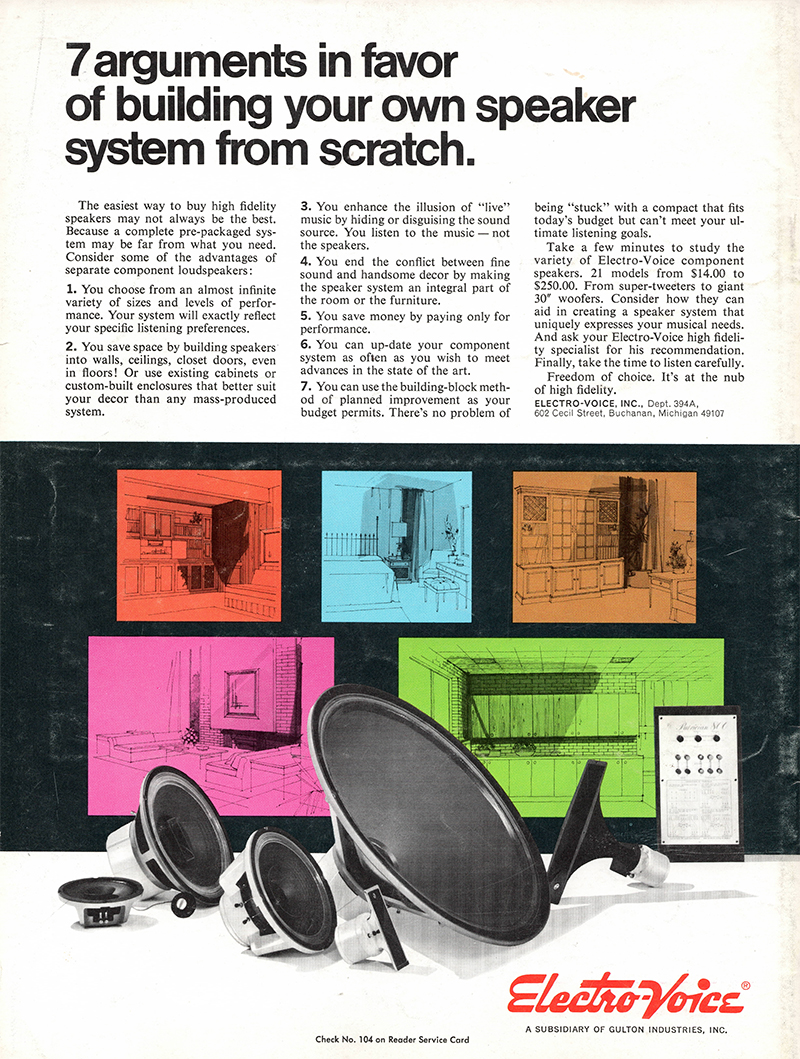 Electro-Voice advertisement in Audio, June 1969
