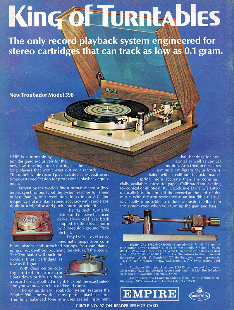 Empire advertisement in Audio, October 1970
