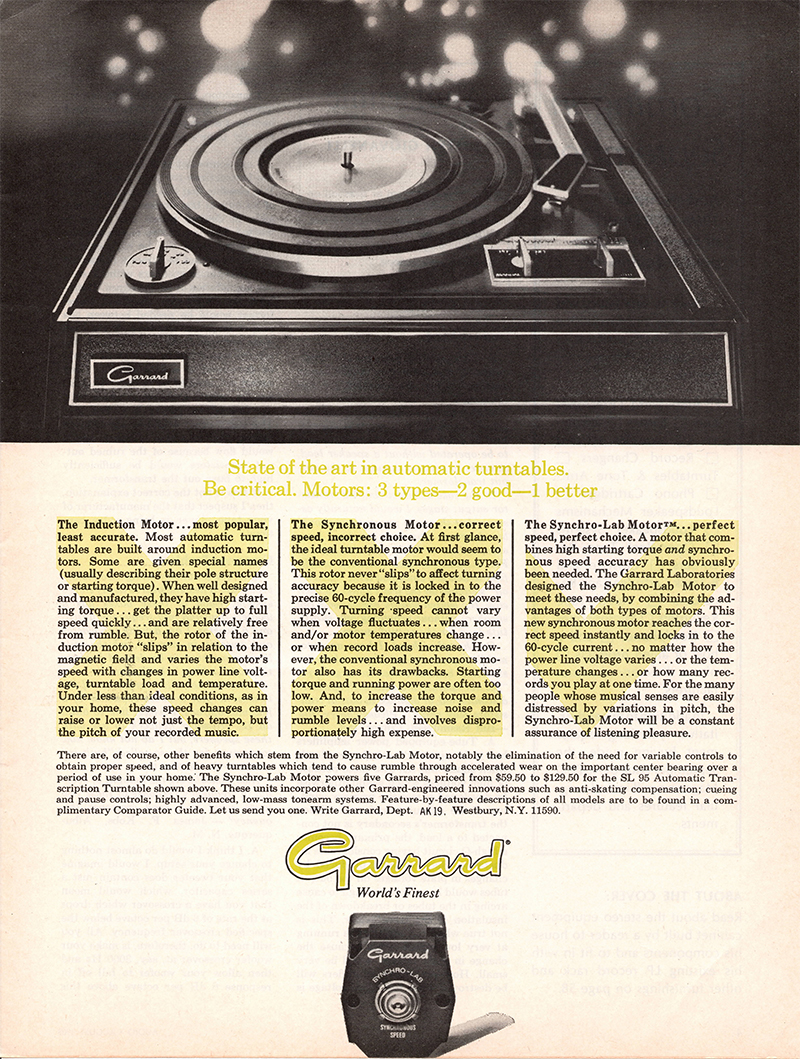 Garrard advertisement in Audio, August 1969