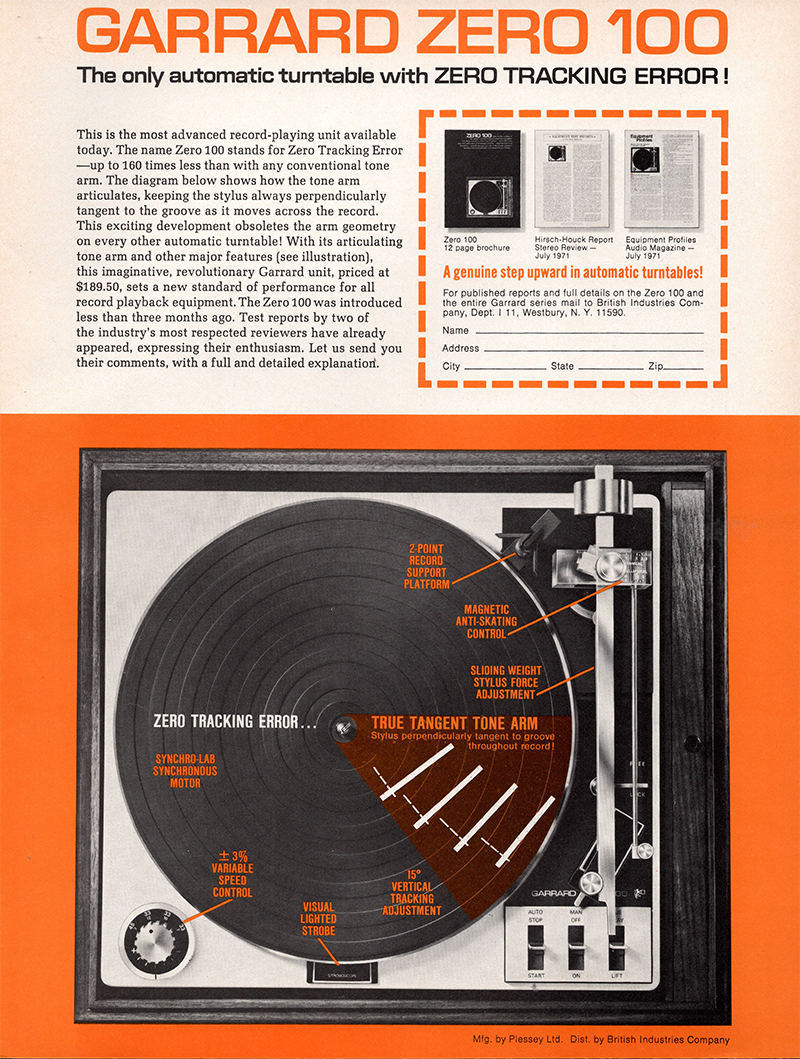 Garrard advertisement in Audio, September 1971
