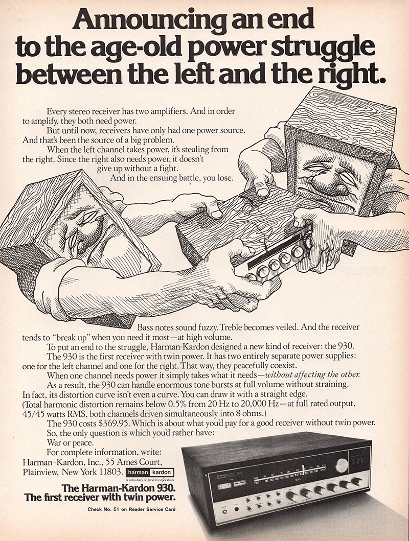 Harman Kardon advertisement in Audio, November 1971