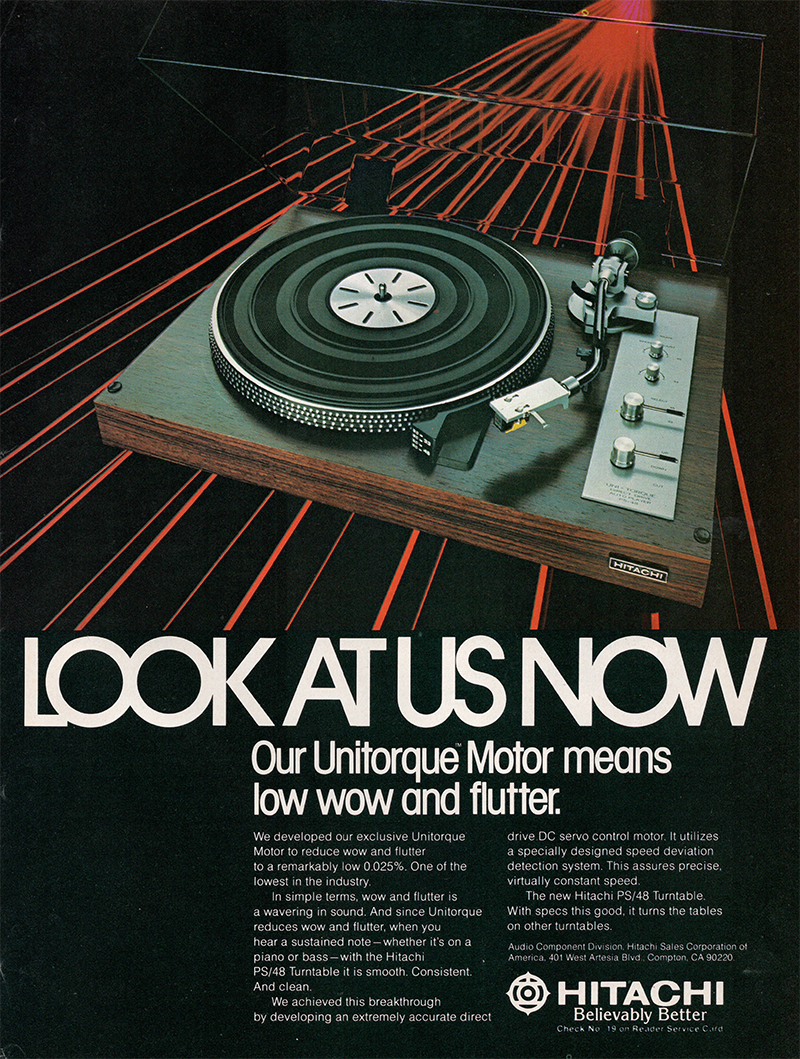 Hitachi advertisement in Audio, November 1976
