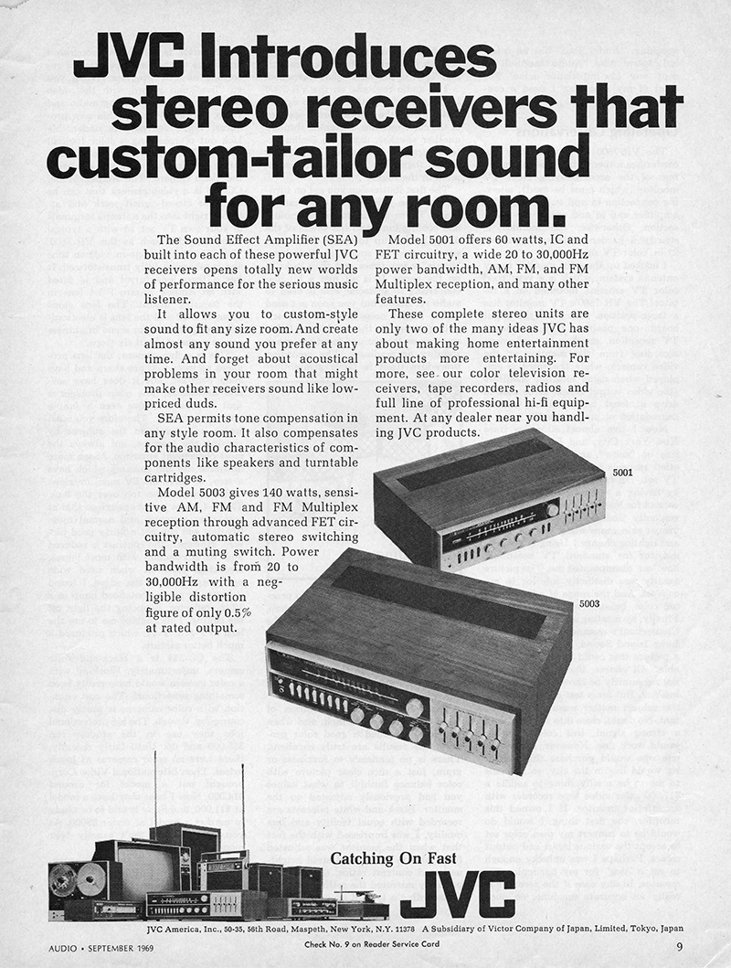 JVC advertisement in Audio, September 1969