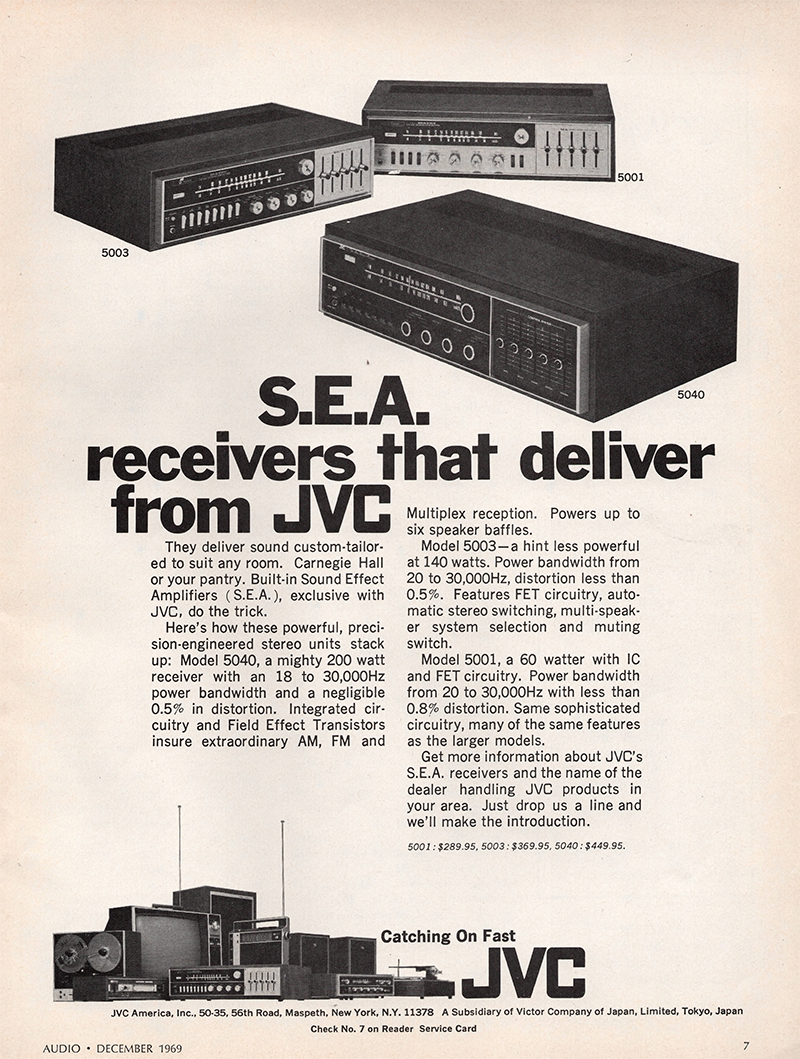 JVC advertisement in Audio, December 1969