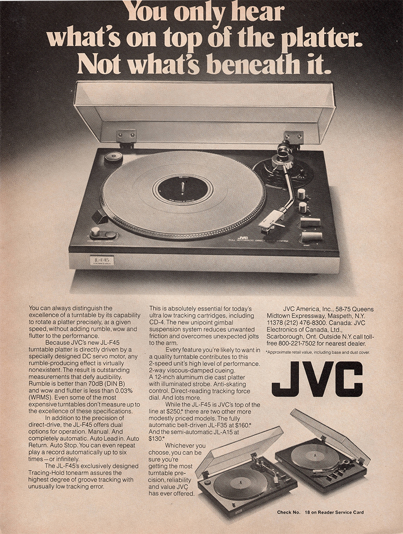 JVC advertisement in Audio, January 1977