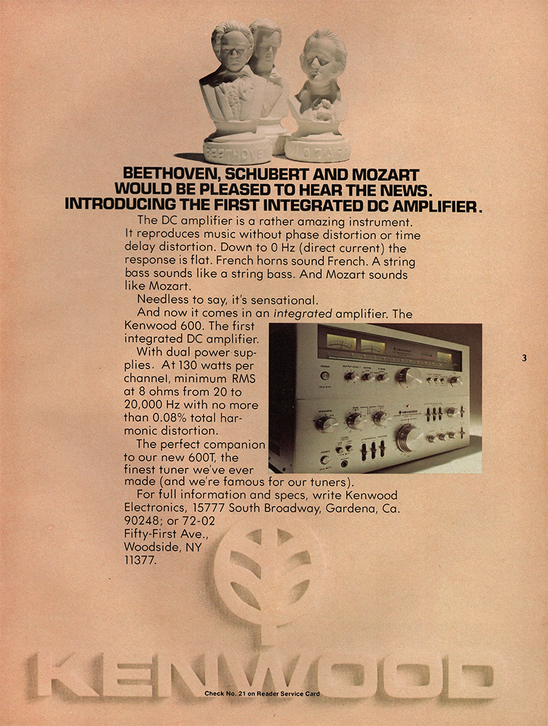 Kenwood advertisement in Audio, January 1977