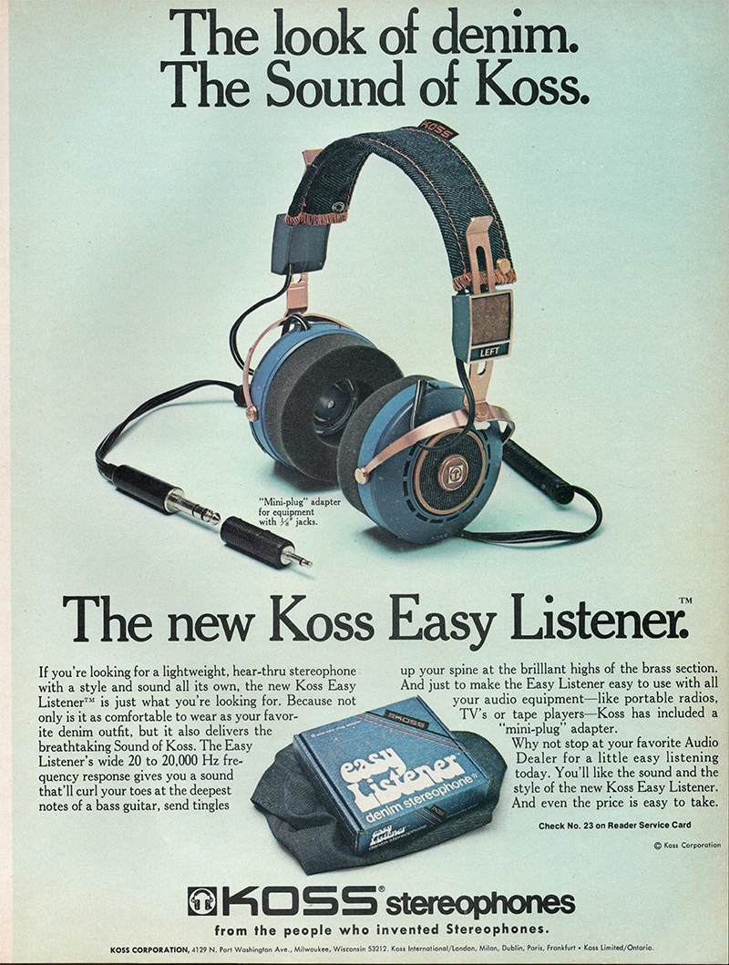 Koss advertisement in Audio, February 1976
