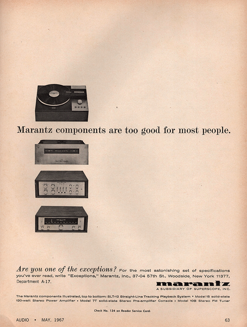 Marantz advertisement in Audio, May 1967