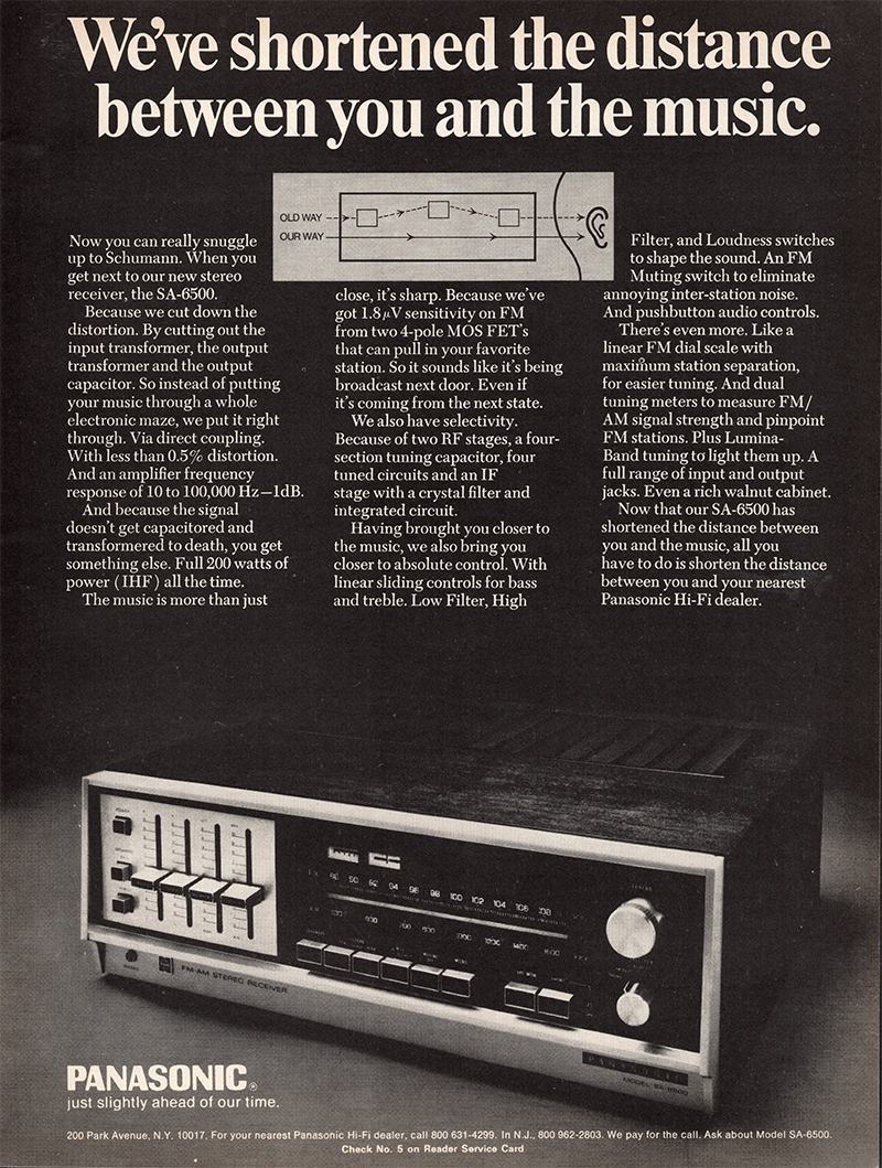 Panasonic advertisement in Audio, November 1971