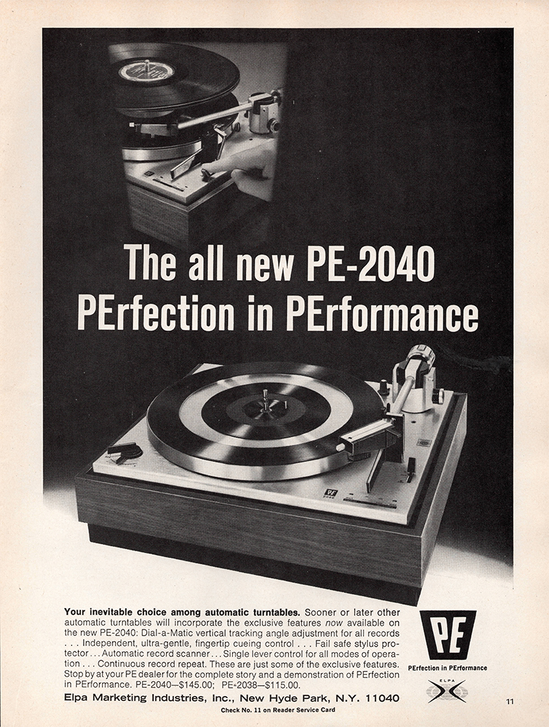 Pe advertisement in Audio, May 1970
