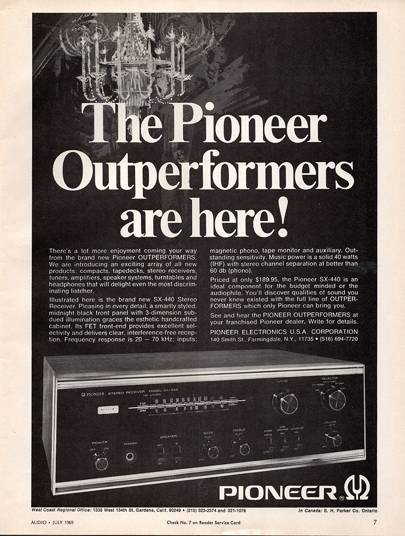 Pickering advertisement in Audio, July 1969