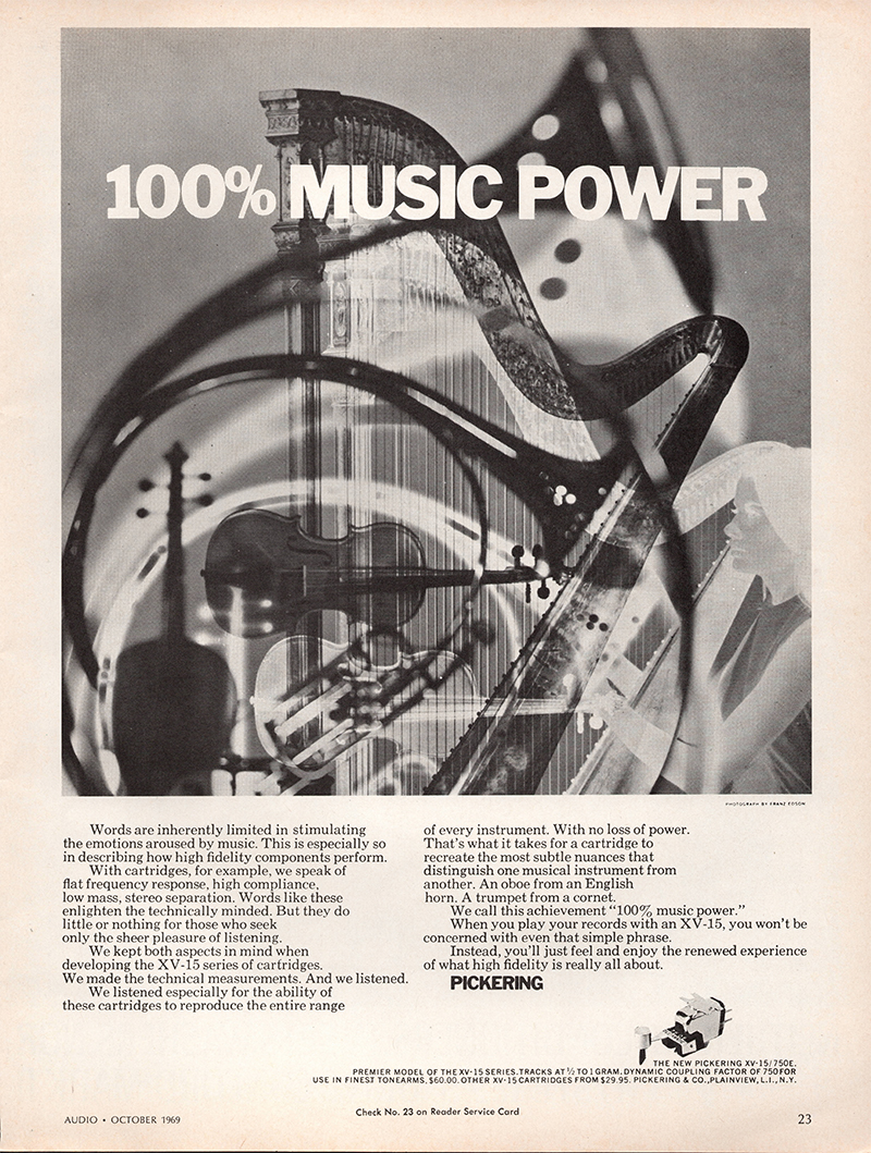Pickering advertisement in Audio, October 1969