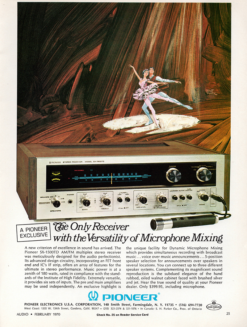 Pioneer advertisement in Audio, February 1970