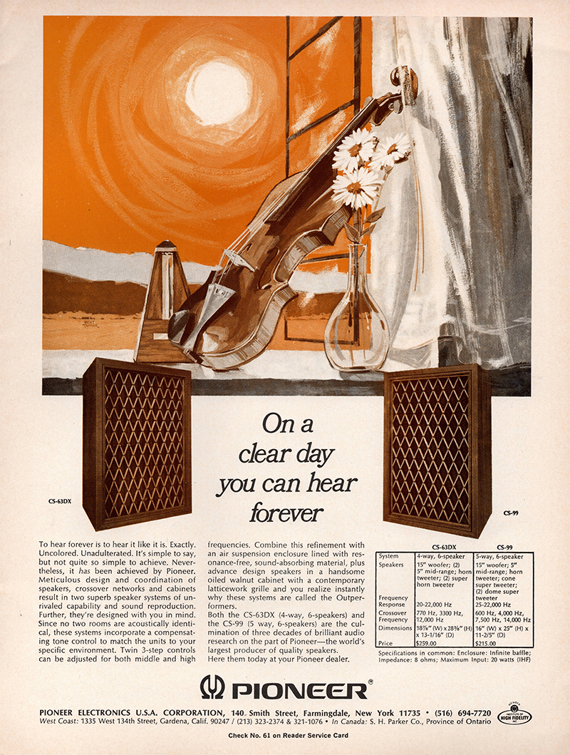 Pioneer advertisement in Audio, March 1970