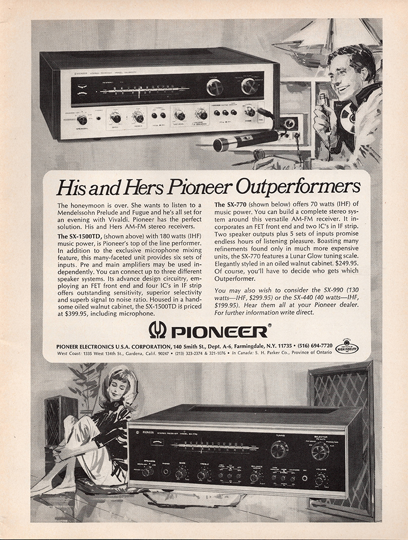 Pioneer advertisement in Audio, June 1970