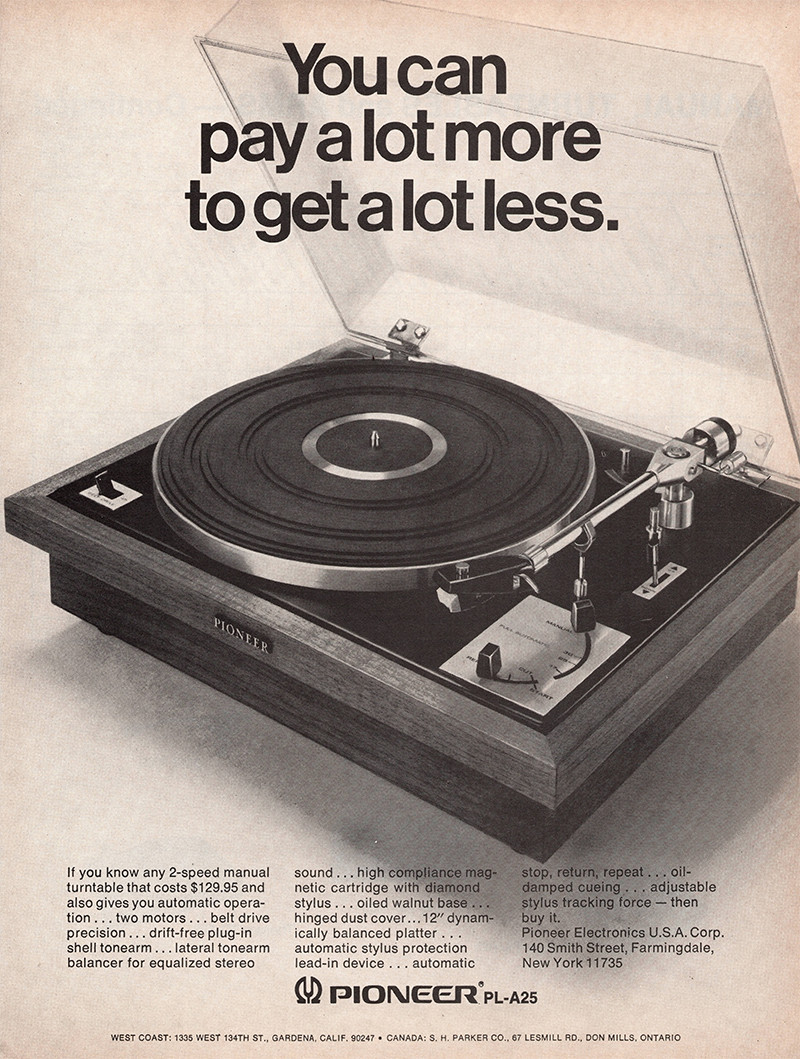 Pioneer advertisement in Audio, September 1970