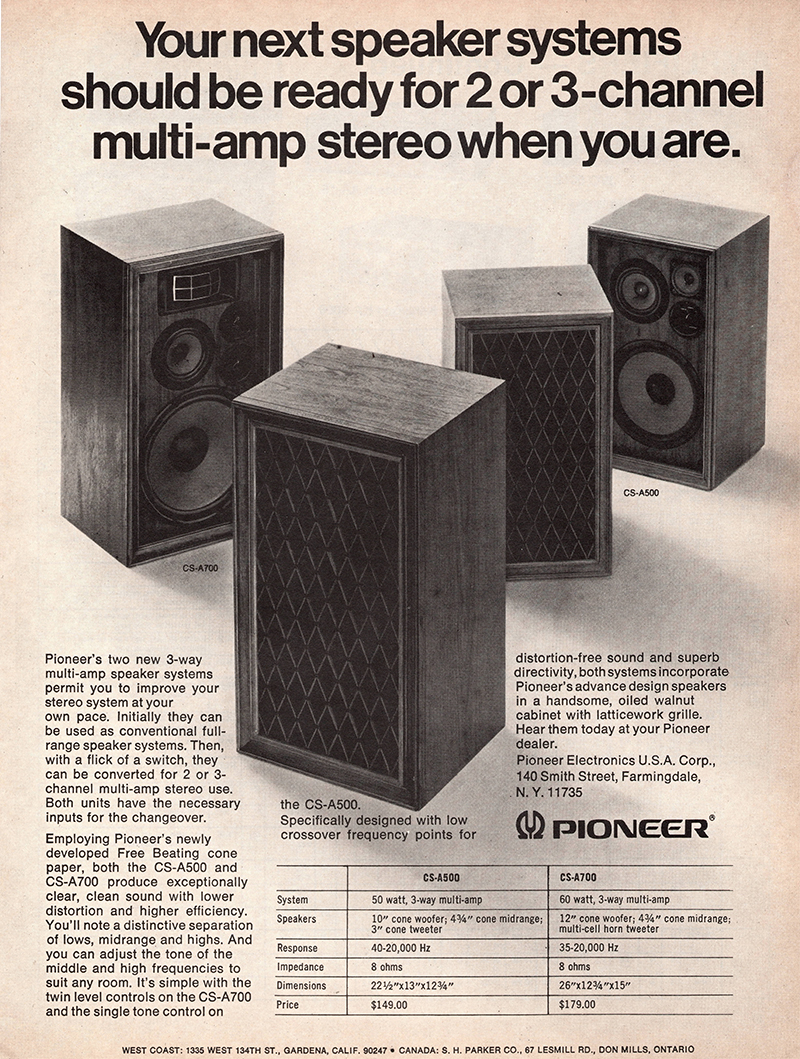 Pioneer advertisement in Audio, September 1970