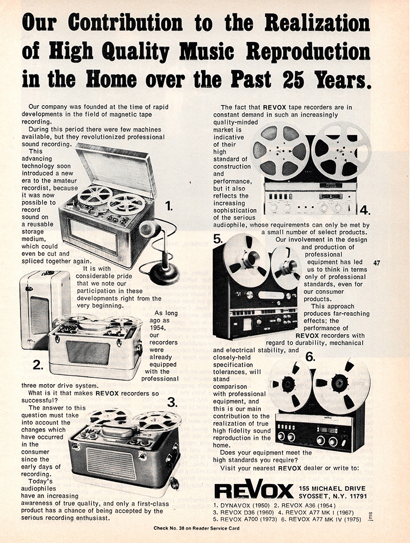 Revox advertisement in Audio, November 1976