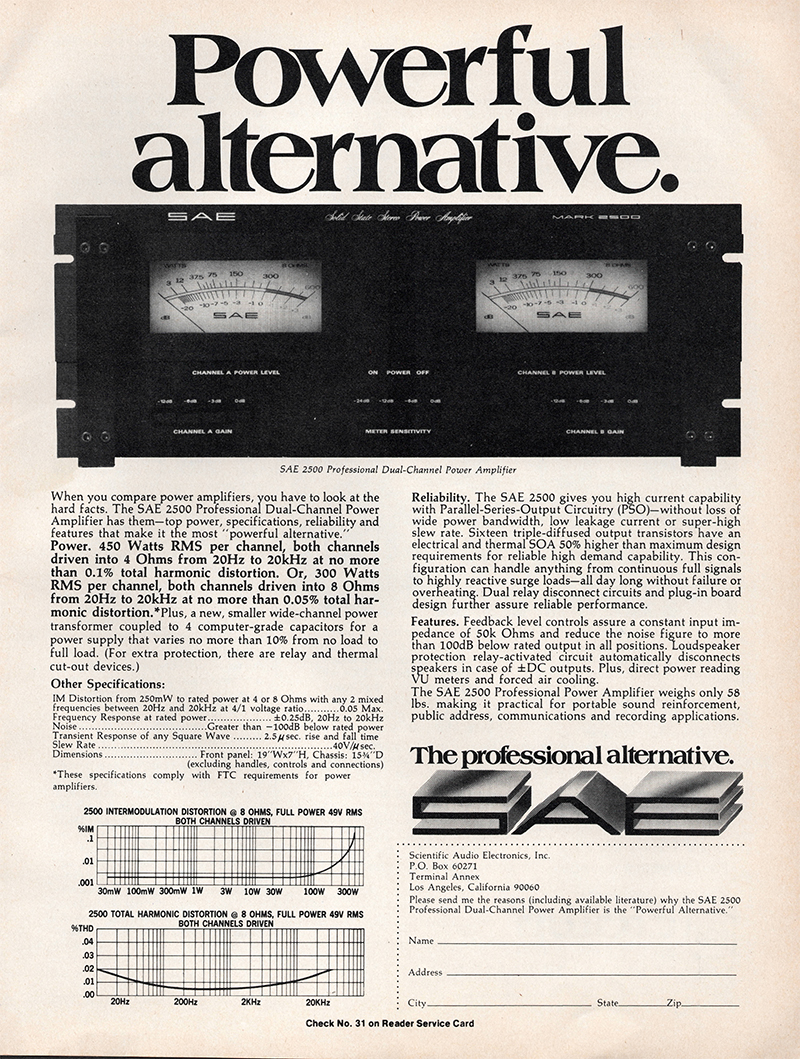 SAE advertisement in Audio, April 1976