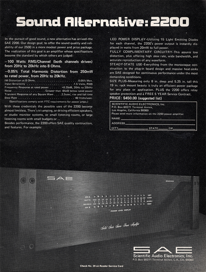 SAE advertisement in Audio, May 1976