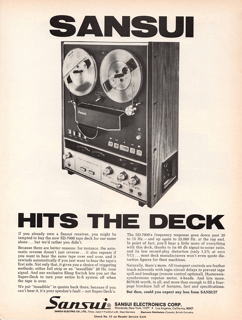 Sansui advertisement in Audio, September 1970
