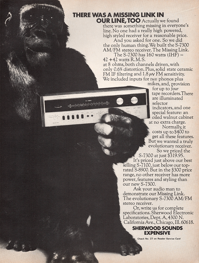 Sherwood advertisement in Audio, December 1971