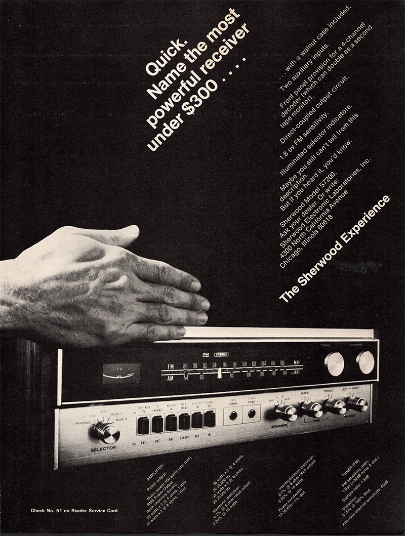 Sherwood advertisement in Audio, September 1972