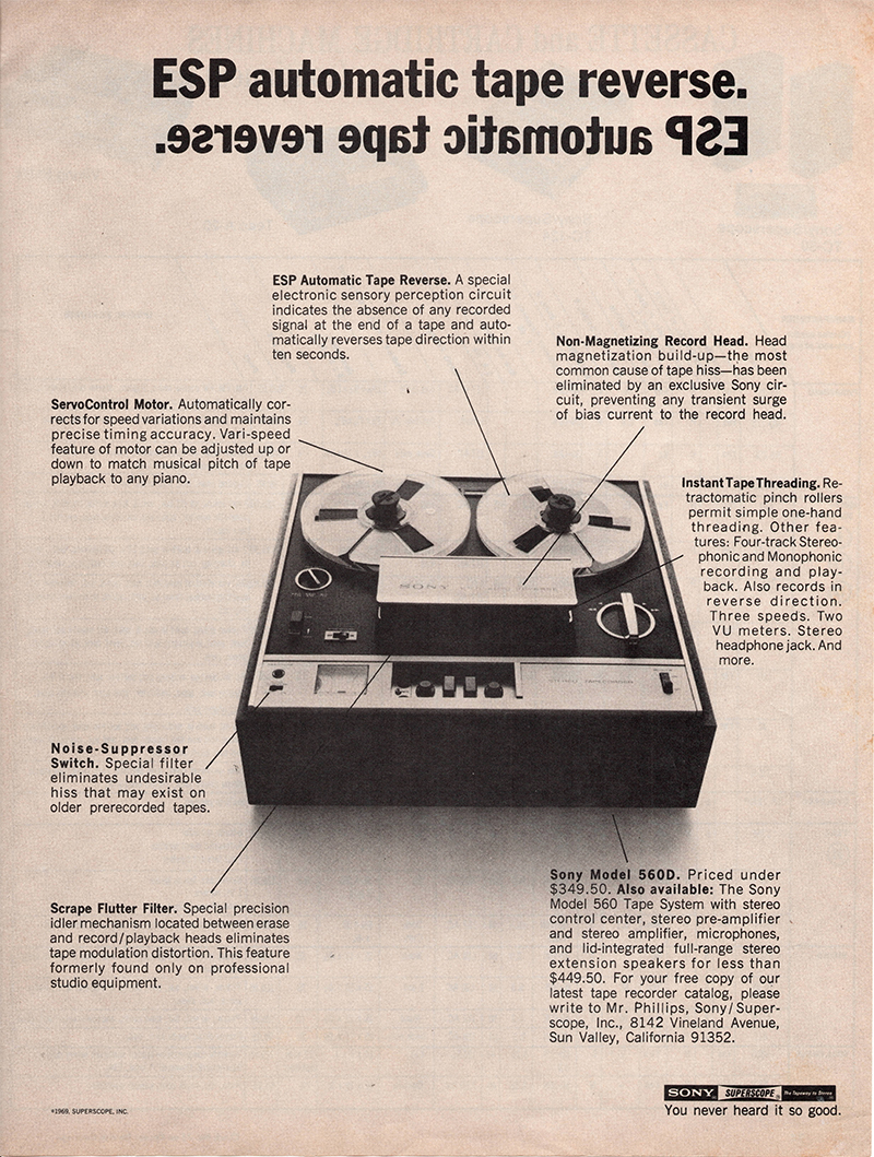 Sony advertisement in Audio, September 1969