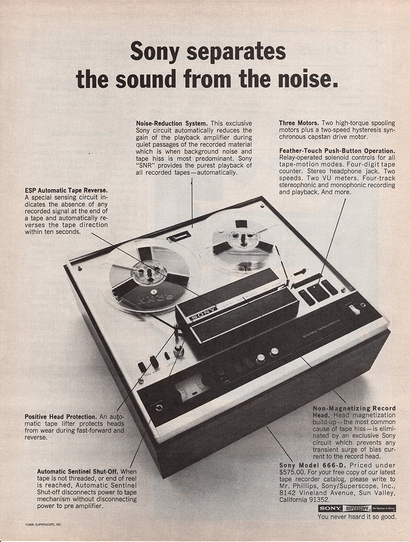 Sony advertisement in Audio, December 1969