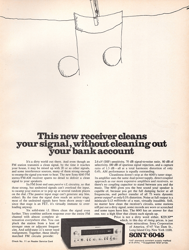 Sony advertisement in Audio, September 1971