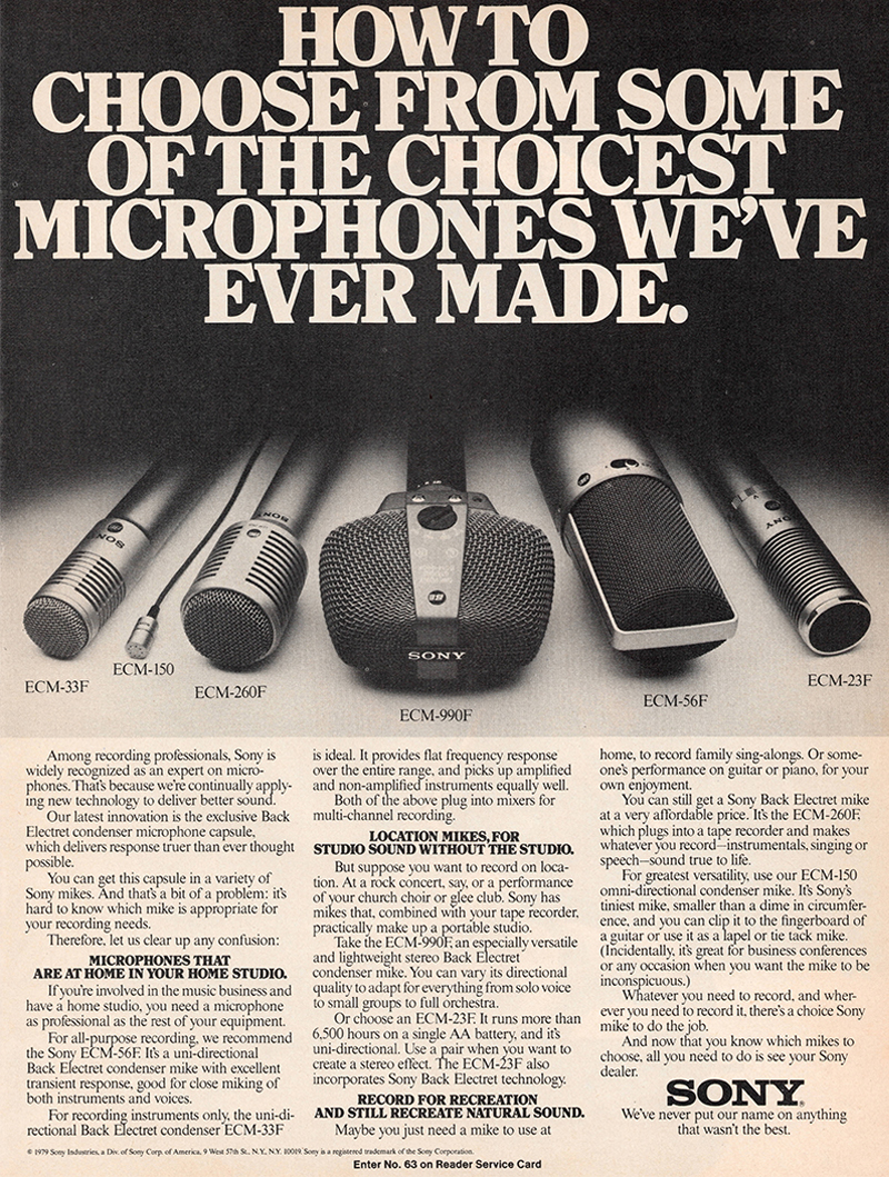Sony advertisement in Audio, October 1979