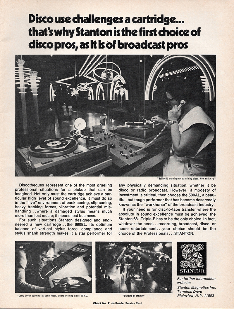 Stanton advertisement in Audio, May 1976