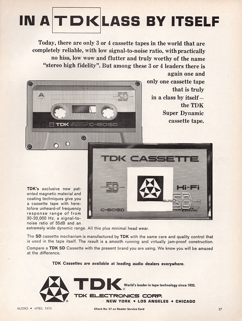 TDK advertisement in Audio, April 1970