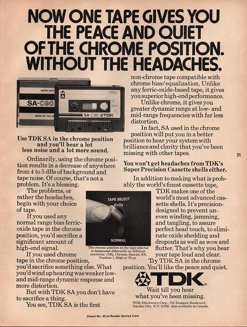 TDK advertisement in Audio, January 1977
