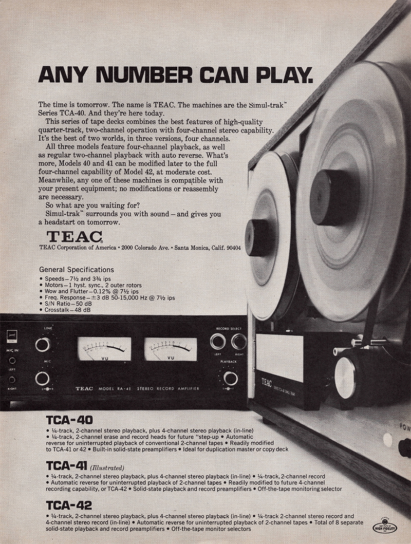 Teac advertisement in Audio, November 1970