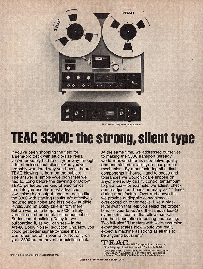 Teac advertisement in Audio, September 1972