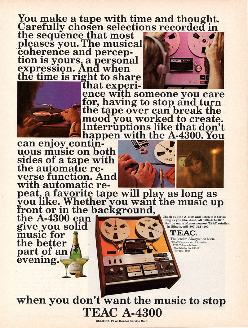 TEAC advertisement in Audio, January 1976